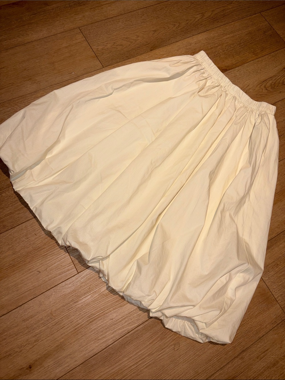 All:Row Light Cream Gathered Bubble Midi Skirt
